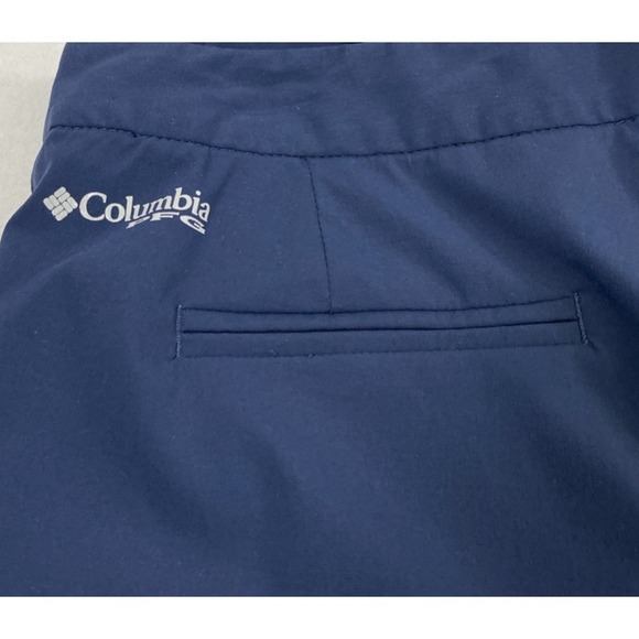 Columbia PFG Pants Womens Sz 12 Navy Blue Lightweight Nylon Blend Cropped Slacks - Picture 3 of 11